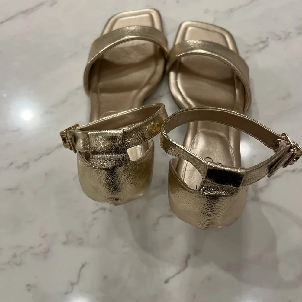 Franco Sarto Metallic Gold Heeled Sandals - Picture 4 of 9
